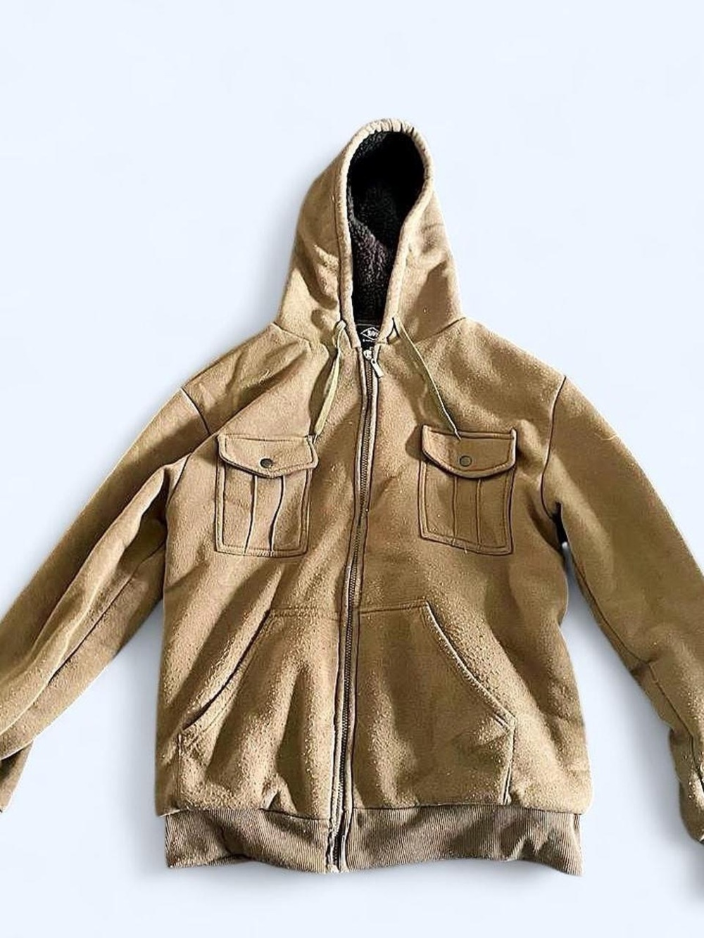 Men's Hooded Military-Style Field Jacket in Khaki